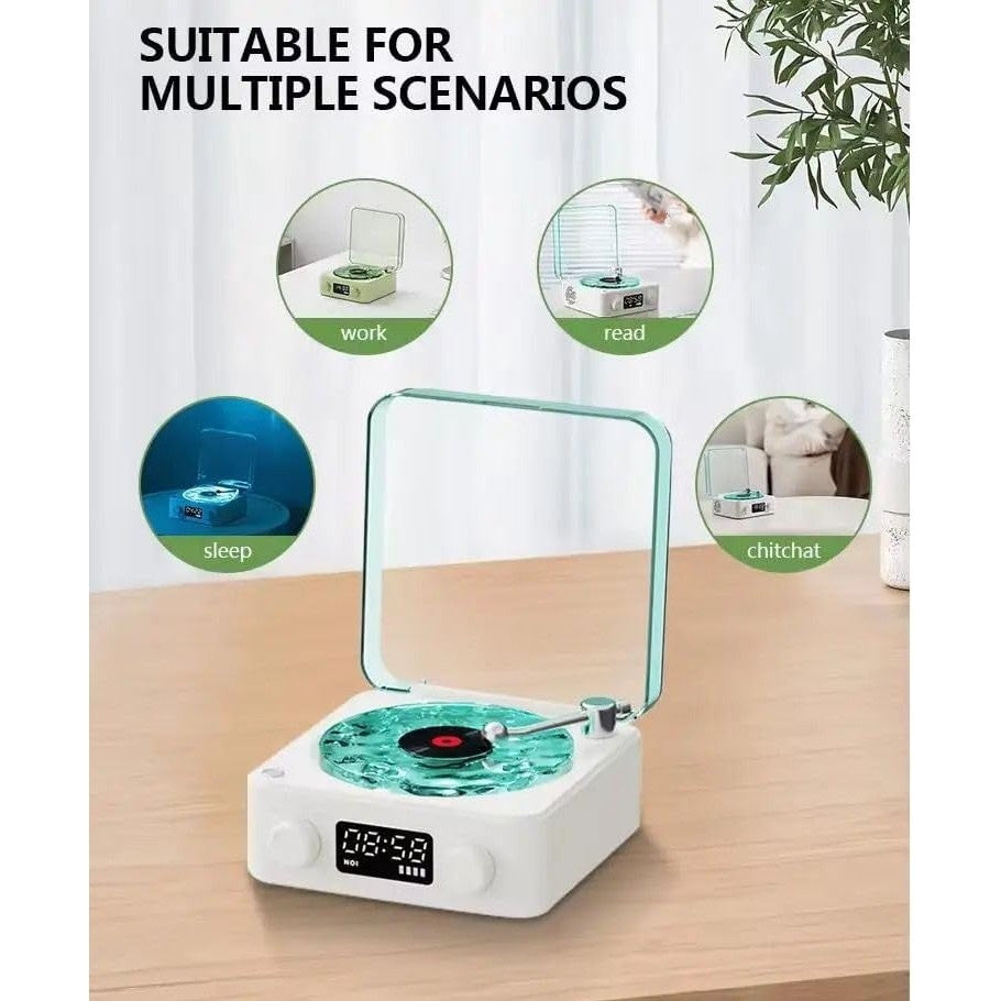 Boxa Bluetooth retro cu lumini ambientale și sunete din natură, 5W, 1500mAh, albă