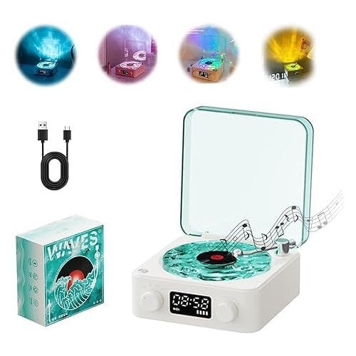 Boxa Bluetooth retro cu lumini ambientale și sunete din natură, 5W, 1500mAh, albă