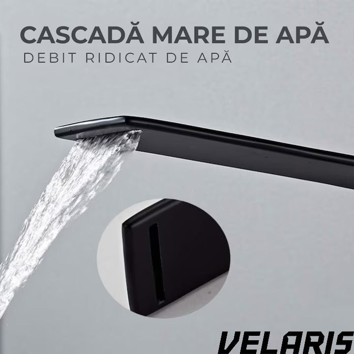 Robinet baie tip cascada din alama inaltime 13 cm conexiune 3/8 montaj chiuveta design modern, negru mat