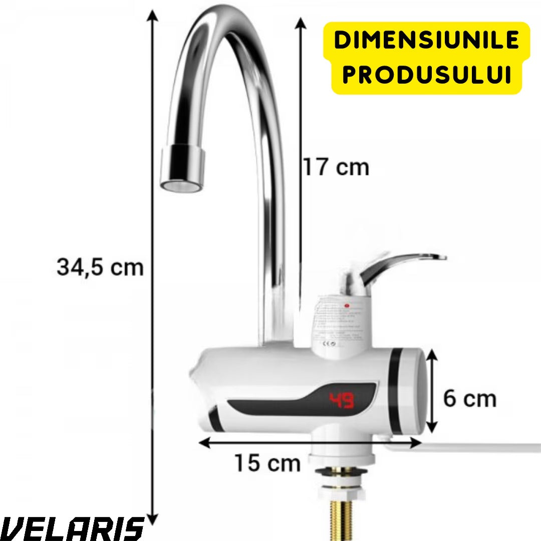 Robinet electric Model RX-00701, LED, apa calda instant, WSN + Filtru pentru apa, montabil pe robinet, Alb