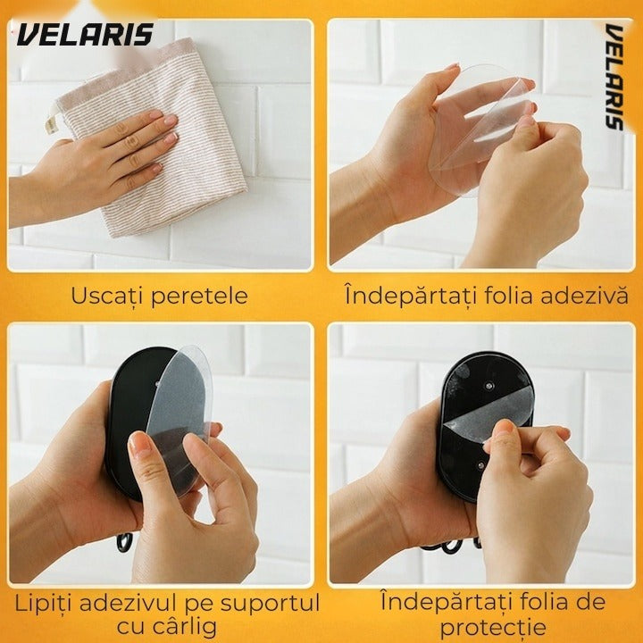 Suport rotativ pentru ustensile de bucătărie, 360°, negru, 14.5 x 6.5 x 10.5 cm, PP