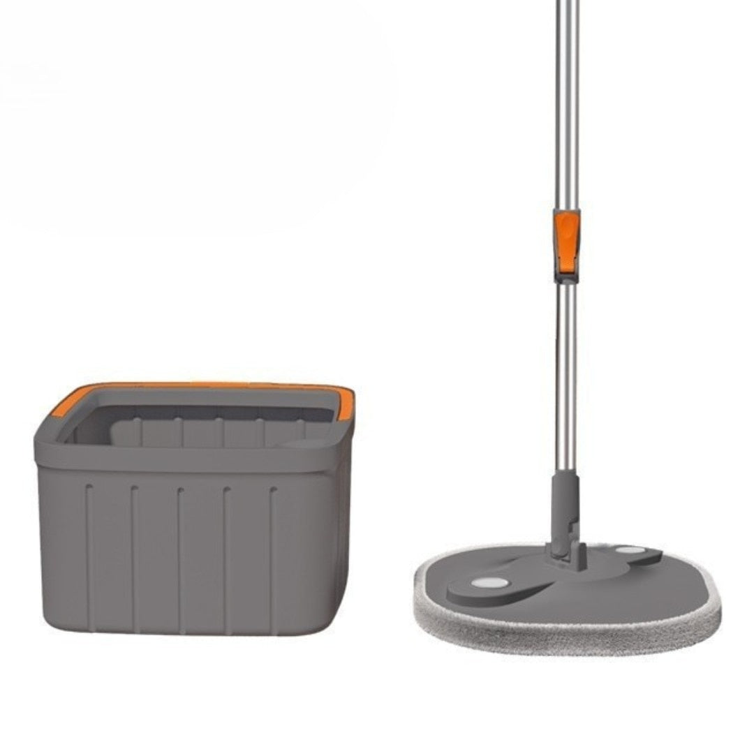 Mop rotativ cu găleată, 2 lavete microfibră, funcție de autocurățare, rotire 360°, stors automat, gri închis