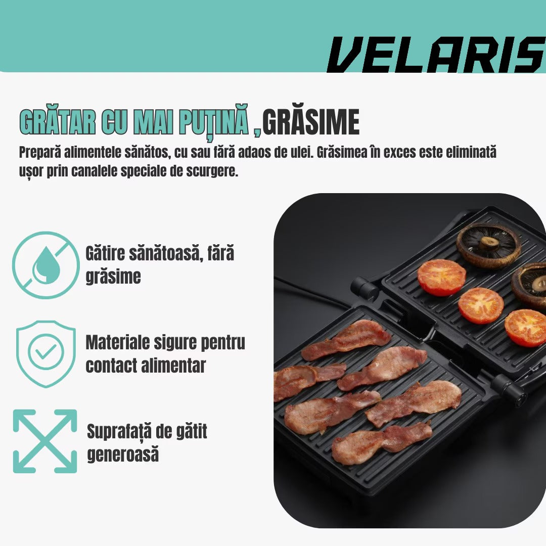 Sandwich-maker 3in1, grill/presa panini, 1800W, Negru/Argintiu