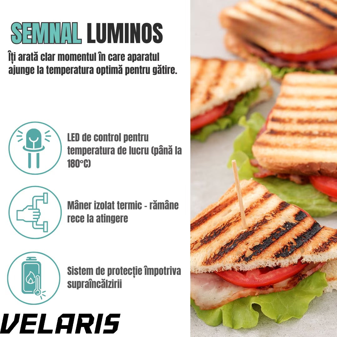Sandwich-maker 3in1, grill/presa panini, 1800W, Negru/Argintiu