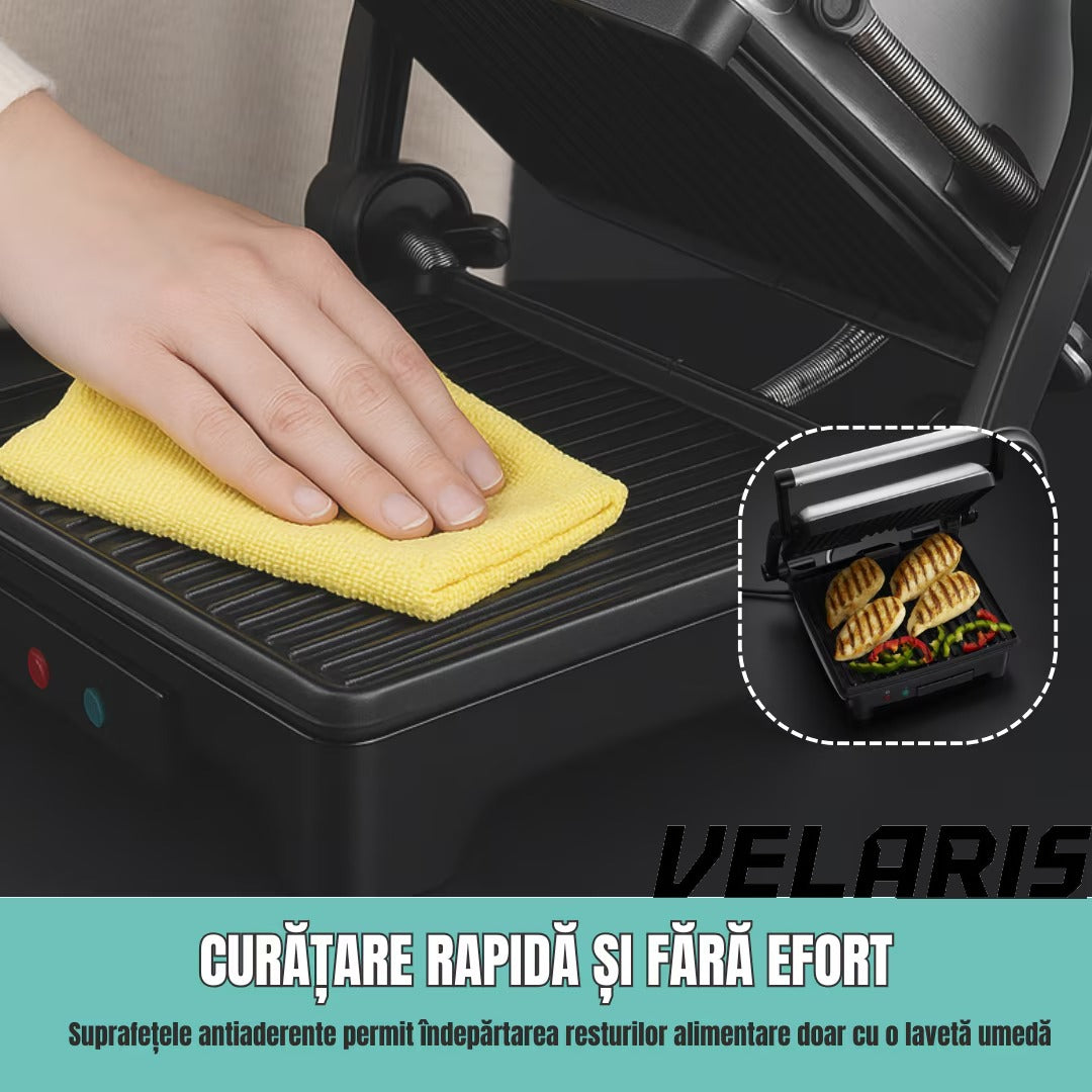 Sandwich-maker 3in1, grill/presa panini, 1800W, Negru/Argintiu