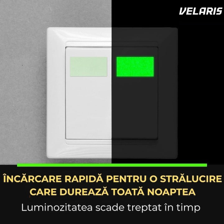 Banda fosforescenta autoadeziva 2cm x 5m, vizibila 8 ore, marcaj siguranta interior/exterior