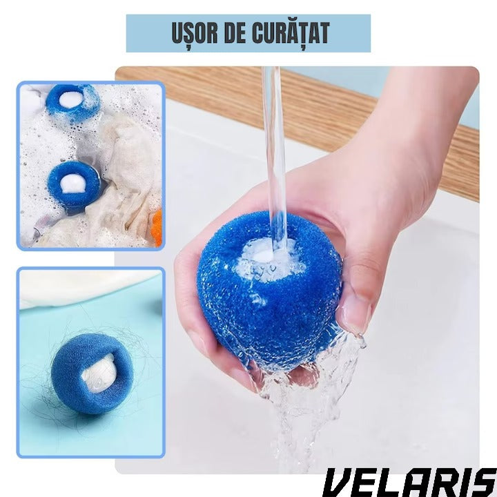 Set 10 bile pentru masina de spalat - indepartare eficienta a parului de animale si uman, reutilizabile, eco-friendly, albastru si portocaliu