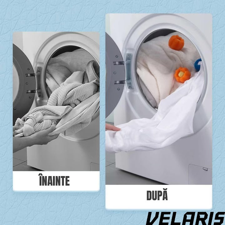 Set 10 bile pentru masina de spalat - indepartare eficienta a parului de animale si uman, reutilizabile, eco-friendly, albastru si portocaliu
