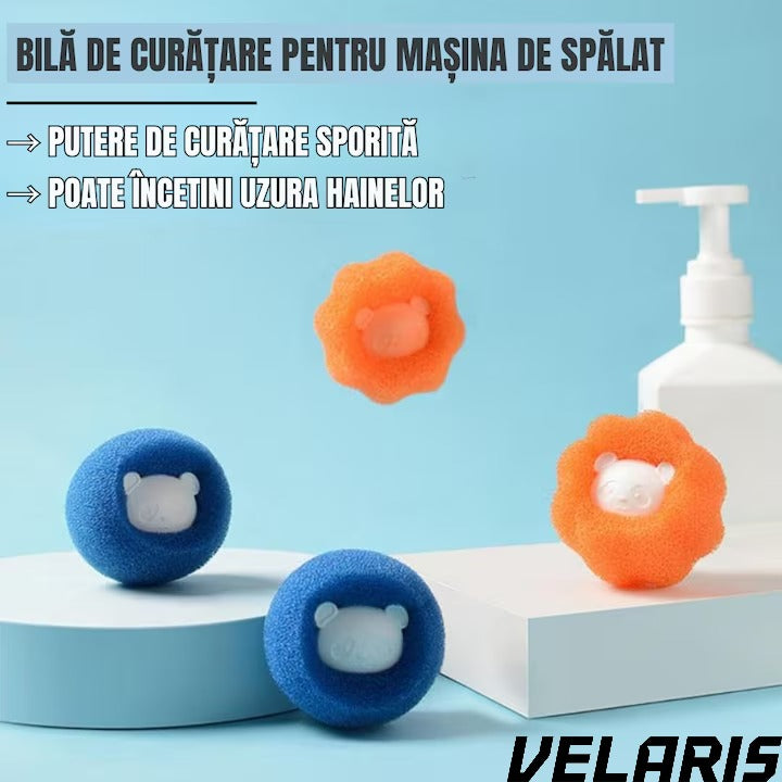 Set 10 bile pentru masina de spalat - indepartare eficienta a parului de animale si uman, reutilizabile, eco-friendly, albastru si portocaliu
