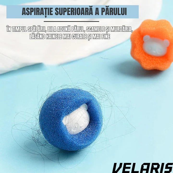 Set 10 bile pentru masina de spalat - indepartare eficienta a parului de animale si uman, reutilizabile, eco-friendly, albastru si portocaliu