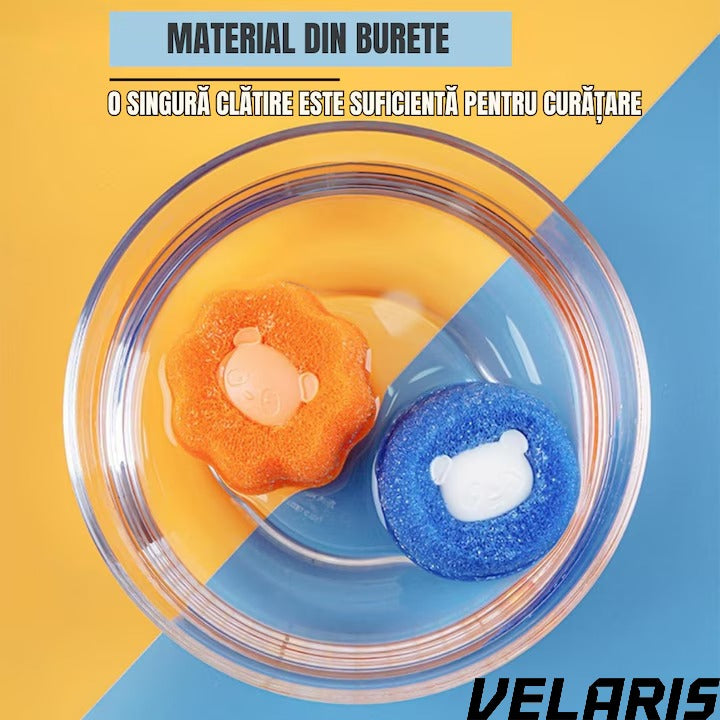 Set 10 bile pentru masina de spalat - indepartare eficienta a parului de animale si uman, reutilizabile, eco-friendly, albastru si portocaliu