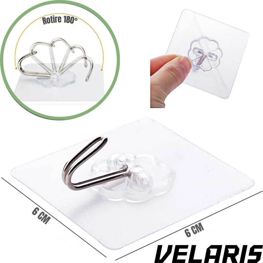 Set 10 carlige autoadezive transparente pentru prosoape, impermeabile, ABS durabil, 180° rotative, fixare puternica si reutilizabila, pentru baie, bucatarie si dormitor