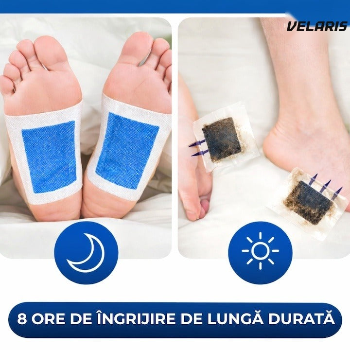 Set 10 plastri detoxifianti KINOKI pentru picioare cu floare albastra, detoxifiere naturala