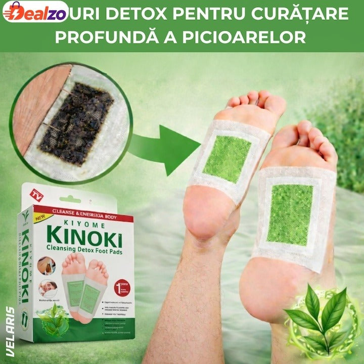 Set 10 Plasturi Detoxifiere KINOKI pentru Picioare cu Ceai Verde