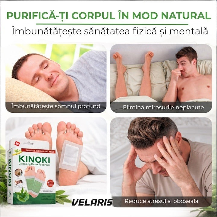 Set 10 Plasturi Detoxifiere KINOKI pentru Picioare cu Ceai Verde