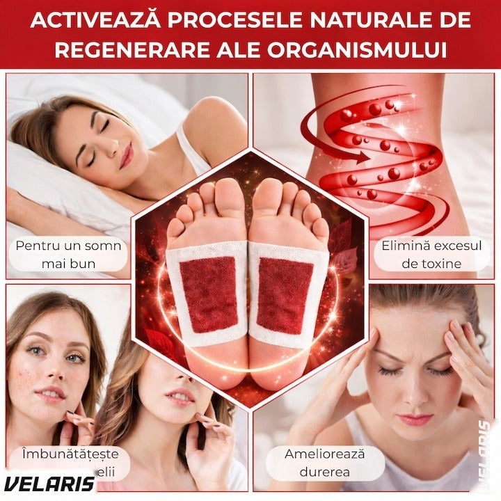 Set 10 Plasturi Detoxifiere KINOKI pentru Picioare cu Trandafir