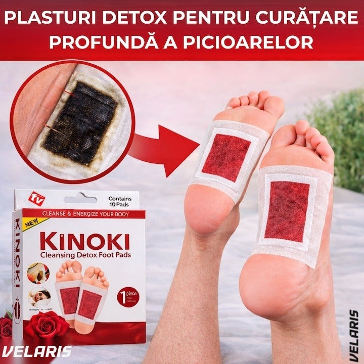 Set 10 Plasturi Detoxifiere KINOKI pentru Picioare cu Trandafir