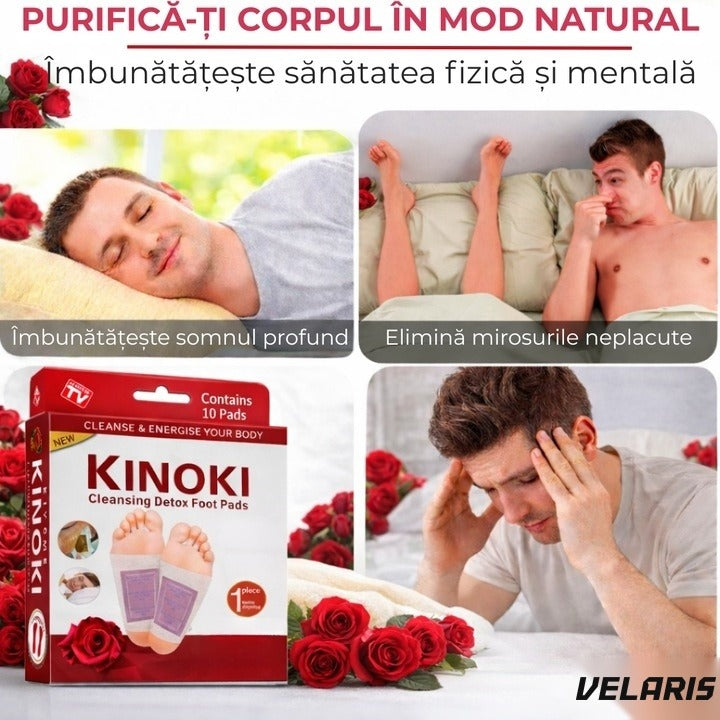 Set 10 Plasturi Detoxifiere KINOKI pentru Picioare cu Trandafir