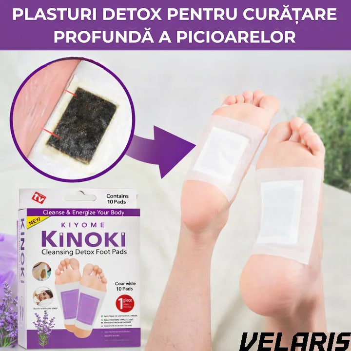 Set 10 Plasturi Plasturi Detox KINOKI pentru Picioare cu Lavanda, Detoxifiere Naturala, Eliminare Toxine, Reducere Miros Neplacut, Imbunatatire Somn, Relaxare si Revitalizare