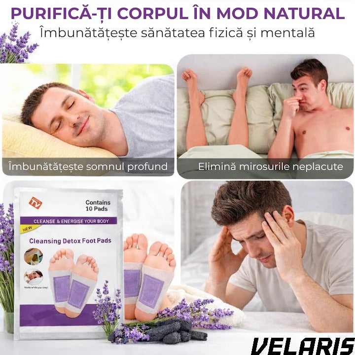 Set 10 Plasturi Plasturi Detox KINOKI pentru Picioare cu Lavanda, Detoxifiere Naturala, Eliminare Toxine, Reducere Miros Neplacut, Imbunatatire Somn, Relaxare si Revitalizare
