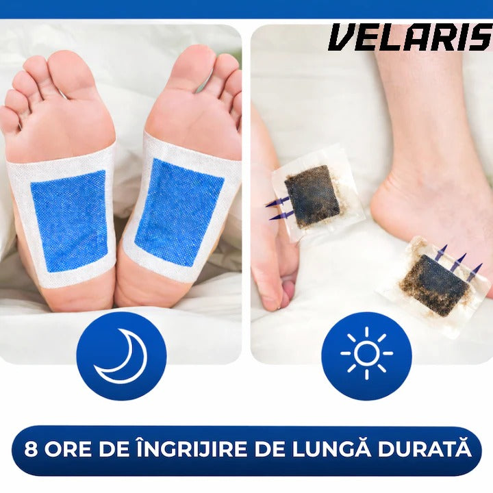Set 10 Plasturi Plasturi Detox KINOKI pentru Picioare cu floare albastra, Detoxifiere Naturala, Eliminare Toxine, Reducere Miros Neplacut, Imbunatatire Somn, Relaxare si Revitalizare