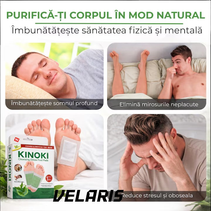 Set 10 Plasturi Plasturi Detox KINOKI pentru Picioare cu ceai verde, Detoxifiere Naturala, Eliminare Toxine, Reducere Miros Neplacut, Imbunatatire Somn, Relaxare si Revitalizare