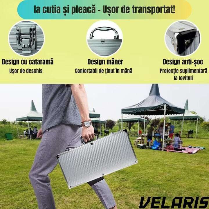 Set 10 ustensile pentru gratar din otel inoxidabil premium, geanta transport aluminiu captusita, accesorii pentru un gratar reusit