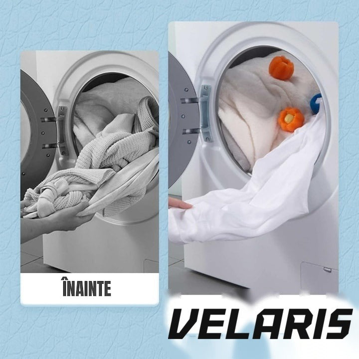 Set 10 bile mașină spălat rufe, colector păr animale și oameni, reutilizabile, albastru-portocaliu