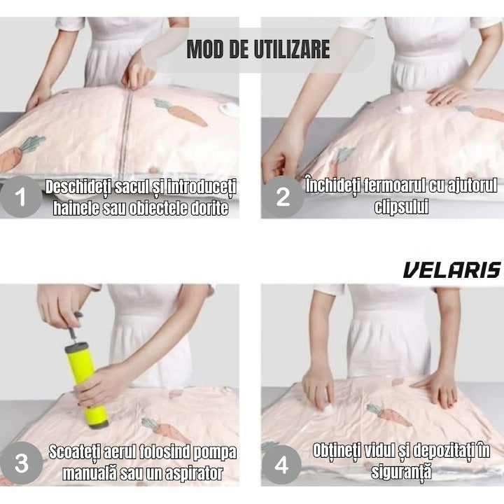 Set 12 saci vidat 70x100 cm, reutilizabili, transparenți, pentru haine și textile