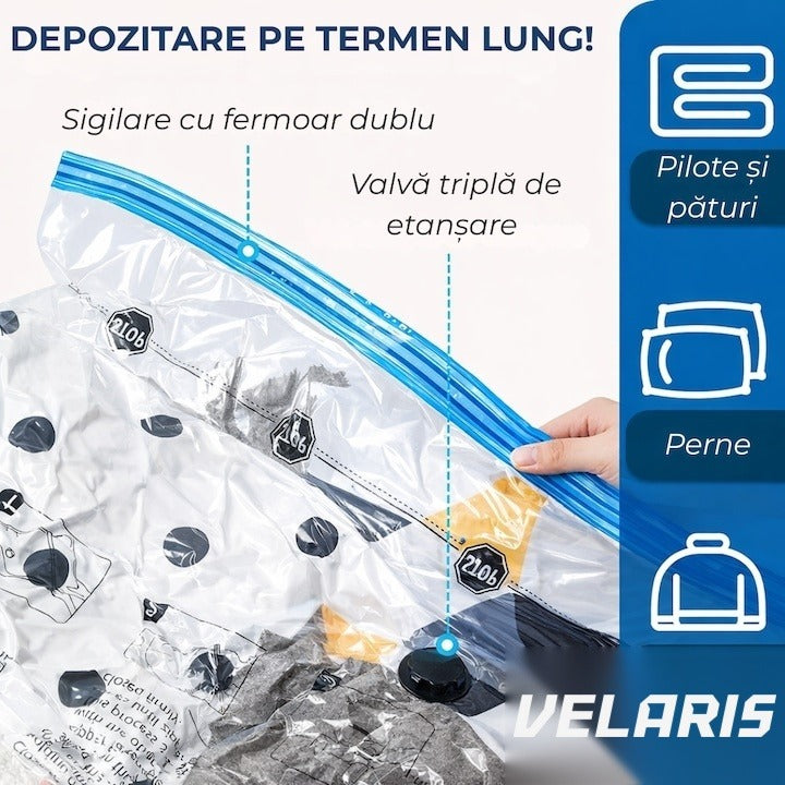 Set 12 saci de depozitare vacuum, reutilizabili, 4 dimensiuni: 40×60, 50×70, 60×80, 80×100 cm