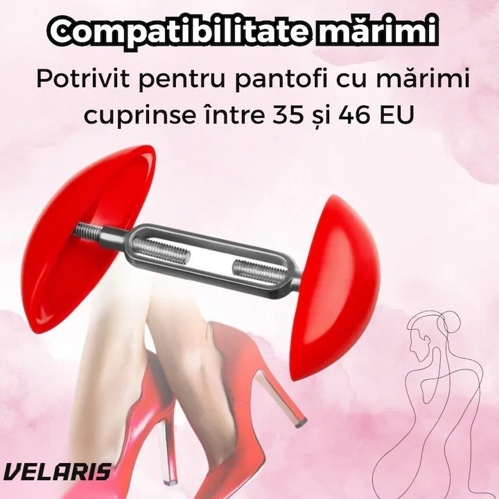 Set 2 lărgitoare pantofi reglabile, mărimi 35-46, plastic și metal, roșu