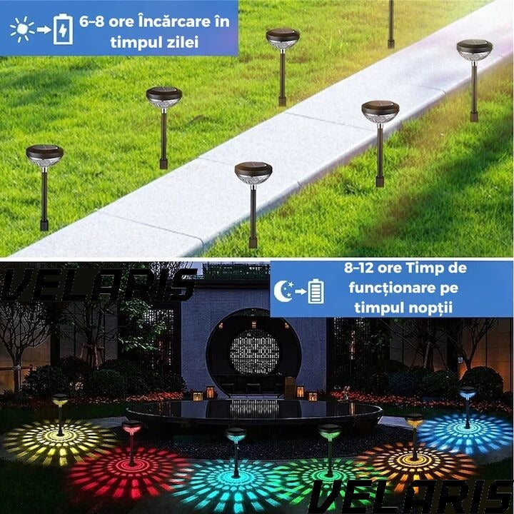 Set 2 Lampi Solare Floarea-Soarelui Decor Gradina, LED RGB Multicolor, Alimentare Solara, Rezistente la Intemperii, Instalare Usoara