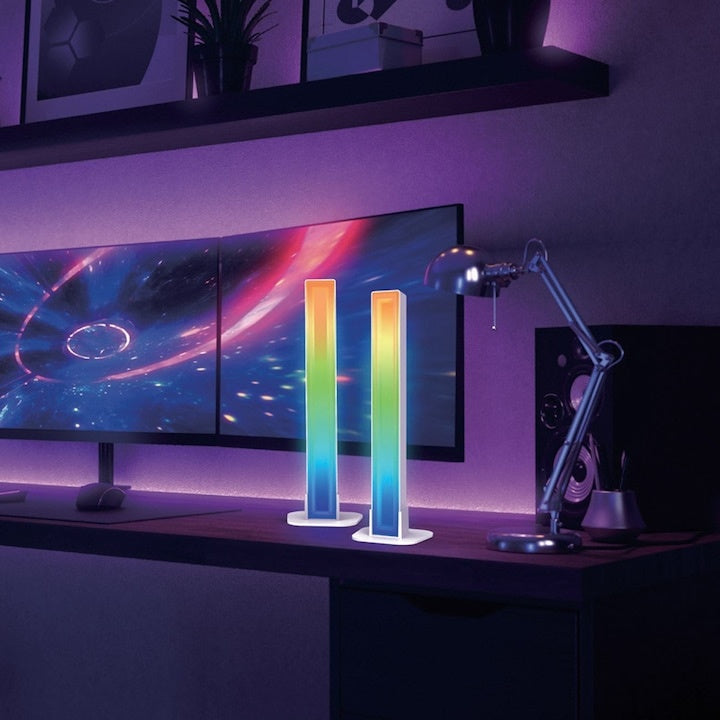 Set 2 lampi LED RGB USB cu 20 programe, 7.5x3.5x28cm, multicolor