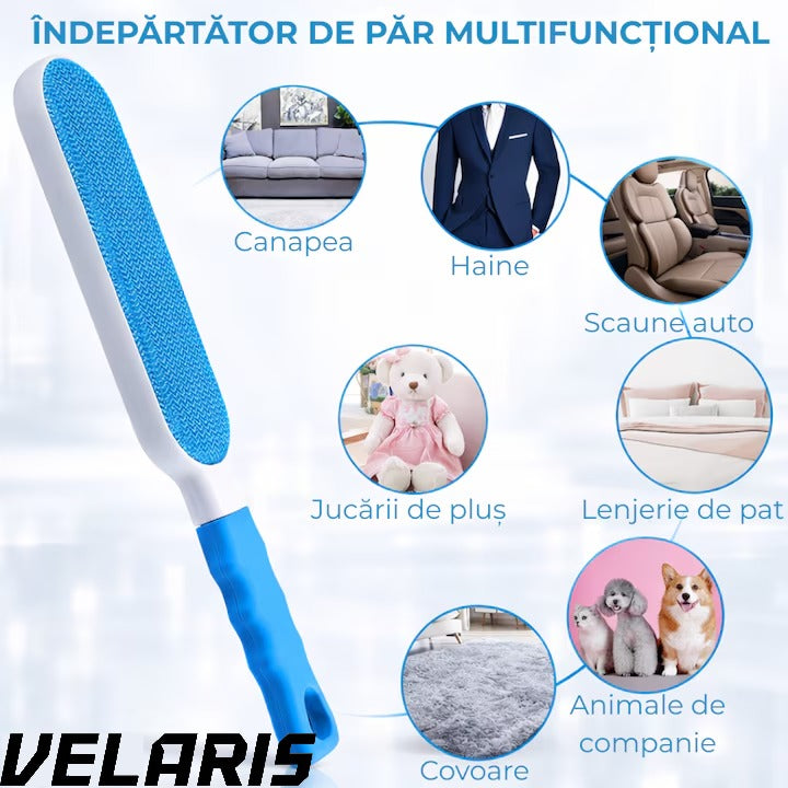 Set 2 Perii Speciale pentru Indepartarea Parului de Animale de Pe Haine si Tapiterii, Sistem de Autocuratare, Perie de Dimensiuni Reduse Ideala pentru Calatorii, Alb/Albastru