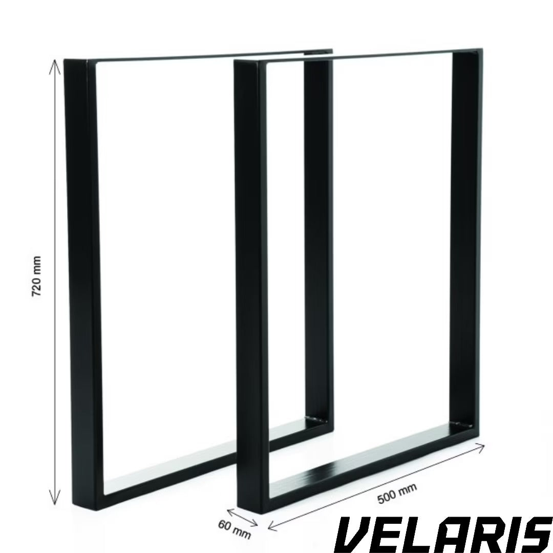 Set 2 Picioare Masa, Profil Lat 80 mm, Metal Negru Mat, Vopsire in Camp Electrostatic, Dimensiuni 72x60x8 cm, Design Industrial Modern