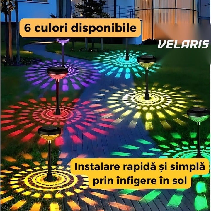 Set 2 lămpi solare decorative Floarea-Soarelui, LED RGB multicolor, rezistente la intemperii