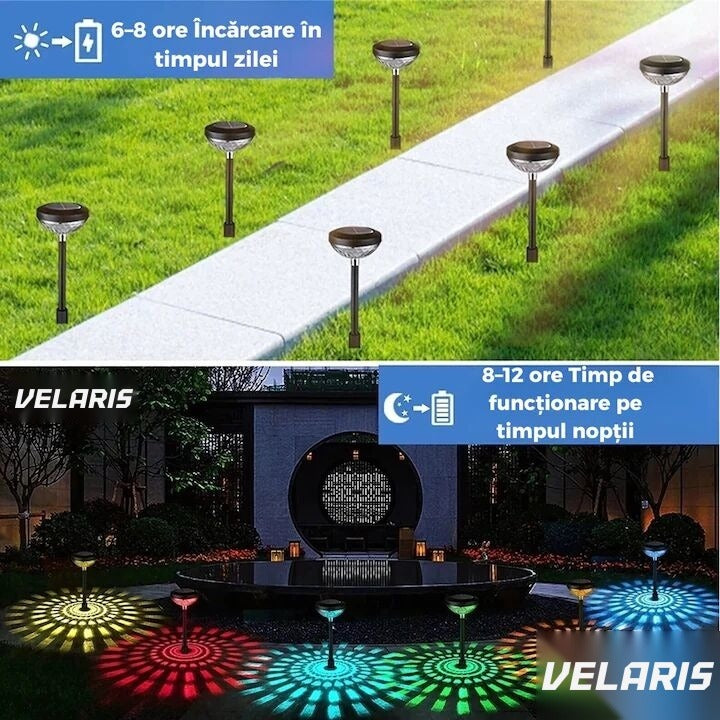 Set 2 lămpi solare decorative Floarea-Soarelui, LED RGB multicolor, rezistente la intemperii