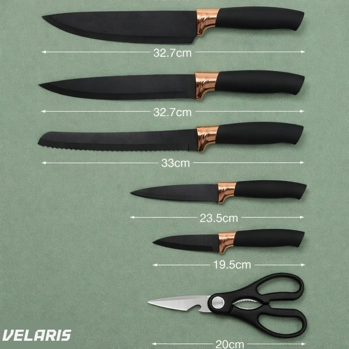 Set 20 piese ustensile de bucătărie cu suport, cuțite, siliconic și tocător, negru