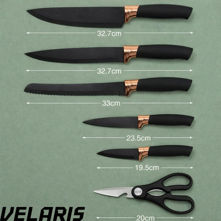 Set 20 Piese Utensile de Bucatarie si Cutite cu Suport, Taietor, Ustensile de Silicona, Cutite, Tablita de Taiat si Accesorii pentru Gati