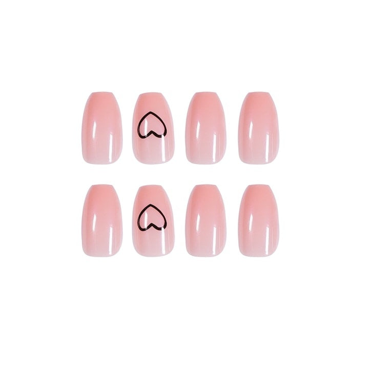 Set 24 unghii false autoadezive, forma Balerina, ABS glossy, multicolor, reutilizabile