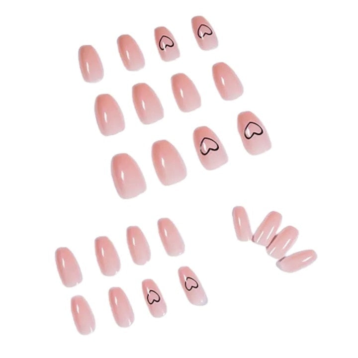 Set 24 unghii false autoadezive, forma Balerina, ABS glossy, multicolor, reutilizabile