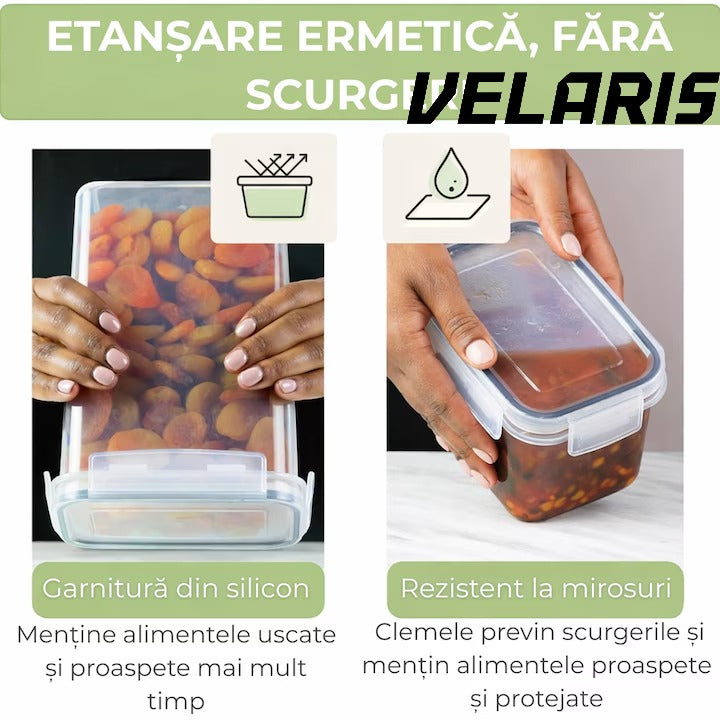 Set 24 recipiente etanșe pentru depozitare alimente, design minimalist, fără BPA, stivuibile, cu etichete și linguri inc