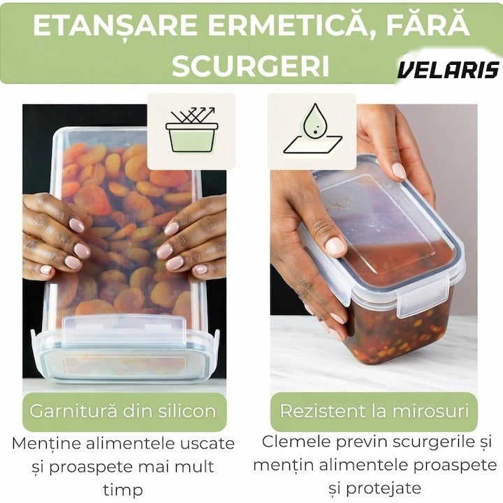 Set 28 recipiente etanșe pentru depozitare alimente, design minimalist, fără BPA, stivuibile, cu etichete și linguri inc