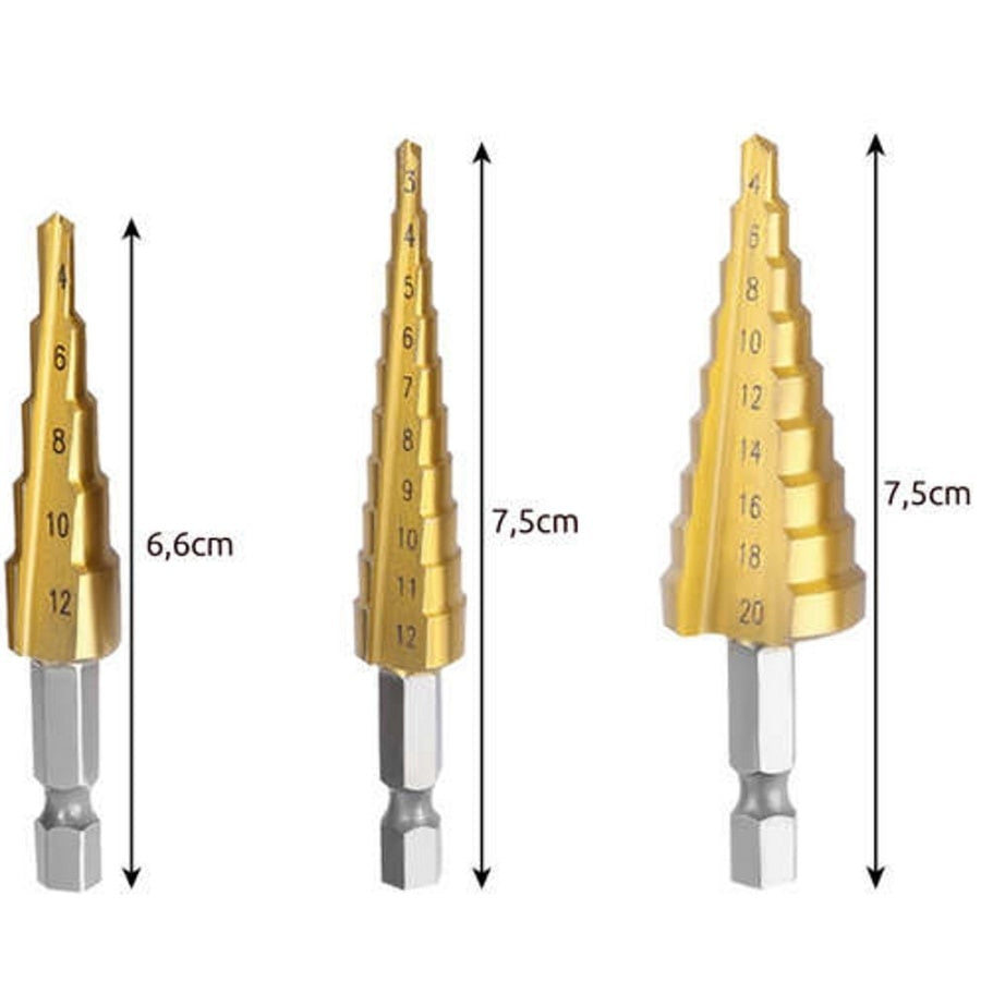 Set 3 Burghie Conice HSS, Titan, 6mm, 4-12mm, 3-12mm, 4-20mm, Cutie