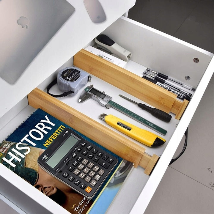 Set 4 organizatoare sertar bambus reglabil premium, 35.2-44 cm, antialunecă