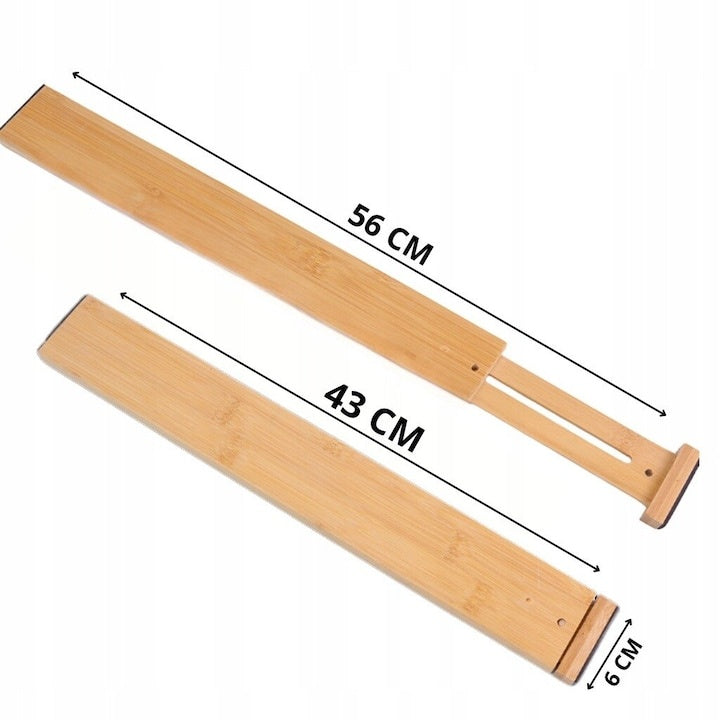 Set 4 organizatoare sertar bambus reglabil premium, 35.2-44 cm, antialunecă