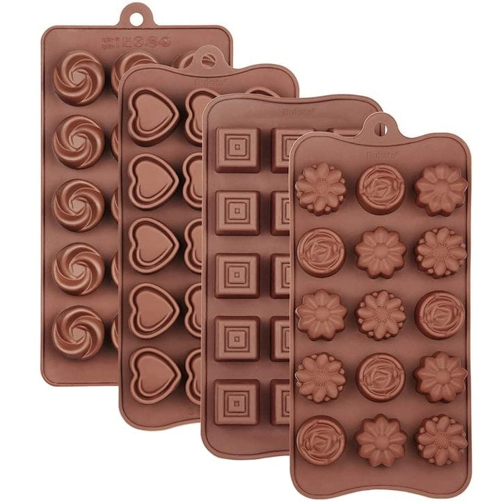 Set 4 forme silicon ciocolată, non-stick, flexibile, BPA free