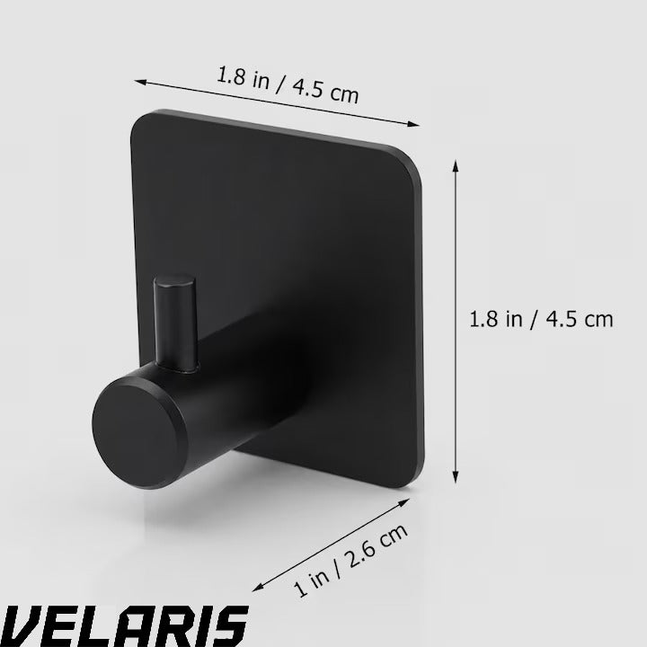 Set 4 cuiere de perete din otel inoxidabil, montaj fara gaurire, negre, rezistente la umiditate, pentru baie si hol
