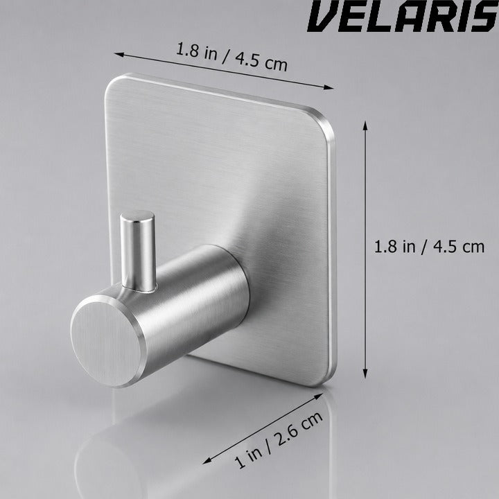 Set 4 cuiere de perete din otel inoxidabil, montaj fara gaurire, 4 argintii, rezistente la umiditate, pentru baie si hol