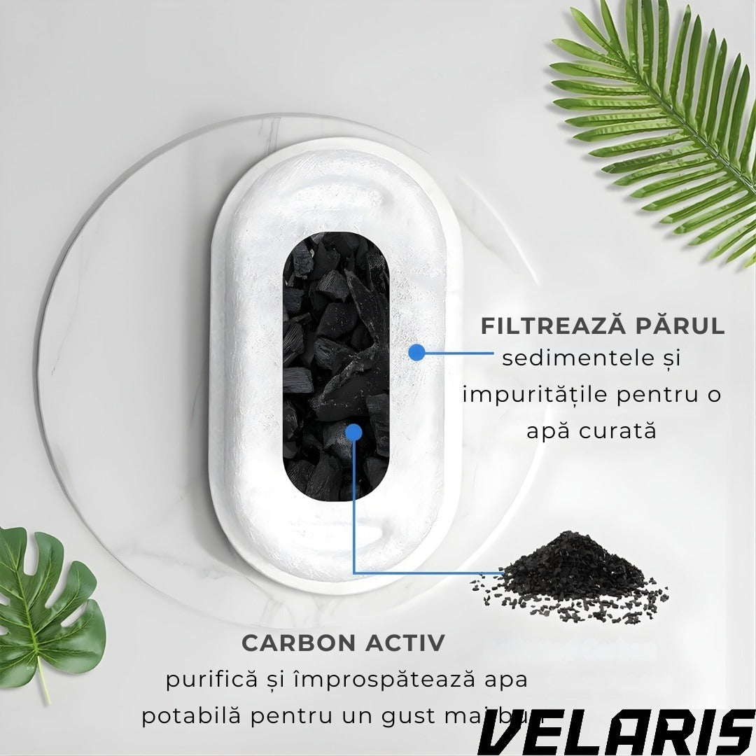 Set 4 filtre pentru dispenser de apa automat, design oval, elimina mirosurile si gusturile neplacute, filtrare eficienta pentru caini si pisici, bumbac de calitate